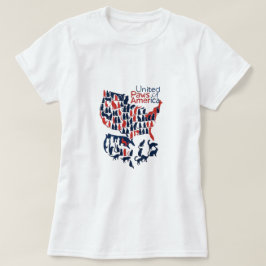 Förenta Tassar - Cat Silhouette USA Karta T Shirt