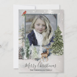 Fores Woodland Enkel Foto God Jul Julkort
