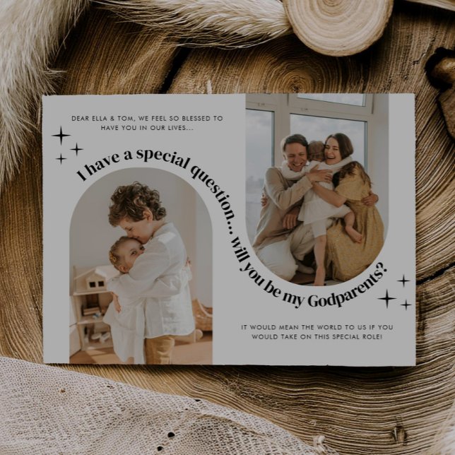 Föreslå Gudföräldrar med Dubbelbåge Foto Inbjudningar (Zazzle Double Arch Photo Godparents Proposal Invitation)