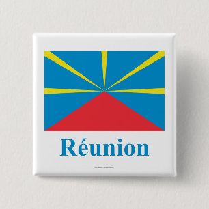 Föreslagen Reunion Island flagga med namn i Knapp