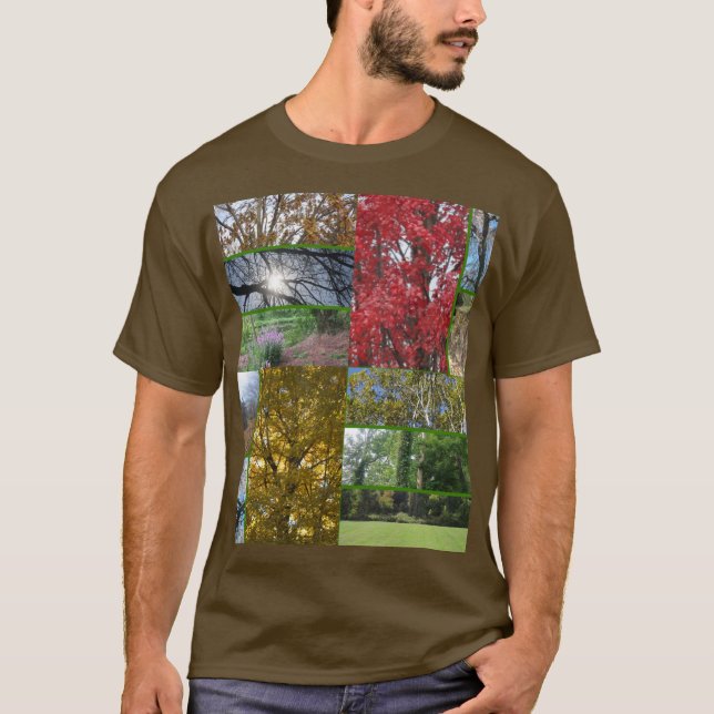 Forest and Träd Collage on Brown T Shirt (Framsida)