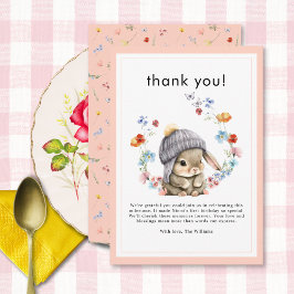 Forest Animal Bunny Botanical 1st Birthday Tack Kort