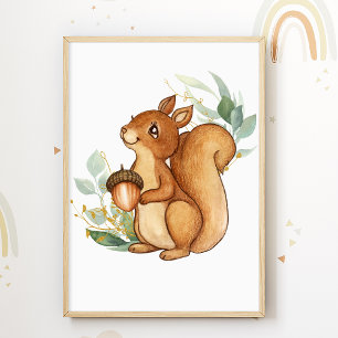 Forest Animal Kids Room Poster ekorren Nursery