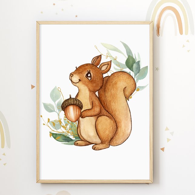 Forest Animal Kids Room Poster ekorren Nursery (Skapare uppladdad)