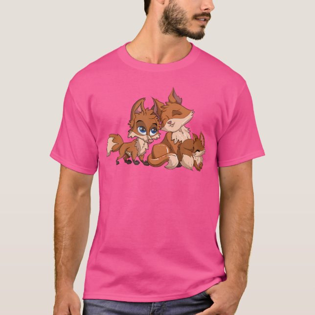 Forest Animal Lover Cute Foxes Family Wildlife Fox T Shirt (Framsida)