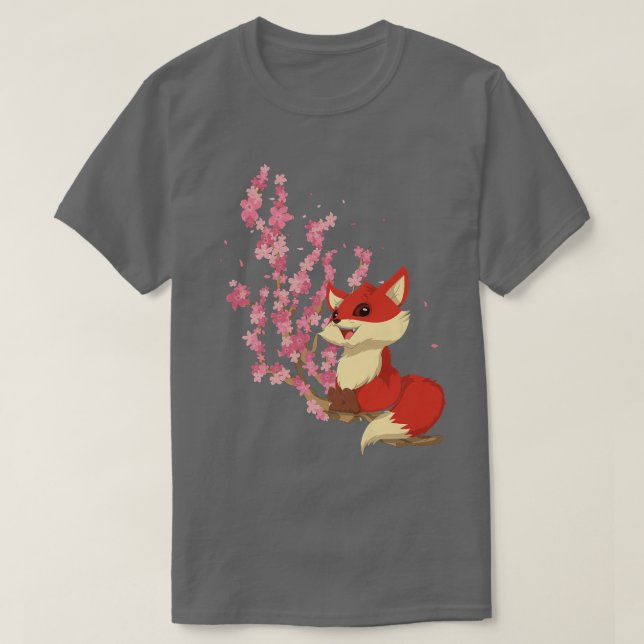 Forest Animal Lover Sakura Cherry Blommar Wildlife T Shirt (Design framsida)