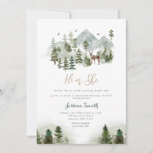 Forest Animal Mountain Han eller hon Gender Reveal Inbjudningar