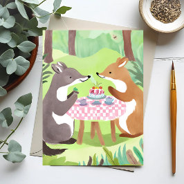 Forest Animal Picnic | Whimsisk vattentorlek på Cu Vykort