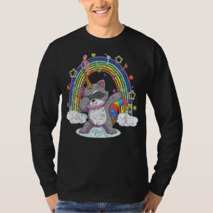 Forest Animal Rainbow Raccoonicorn Dabbing Raccoon T Shirt