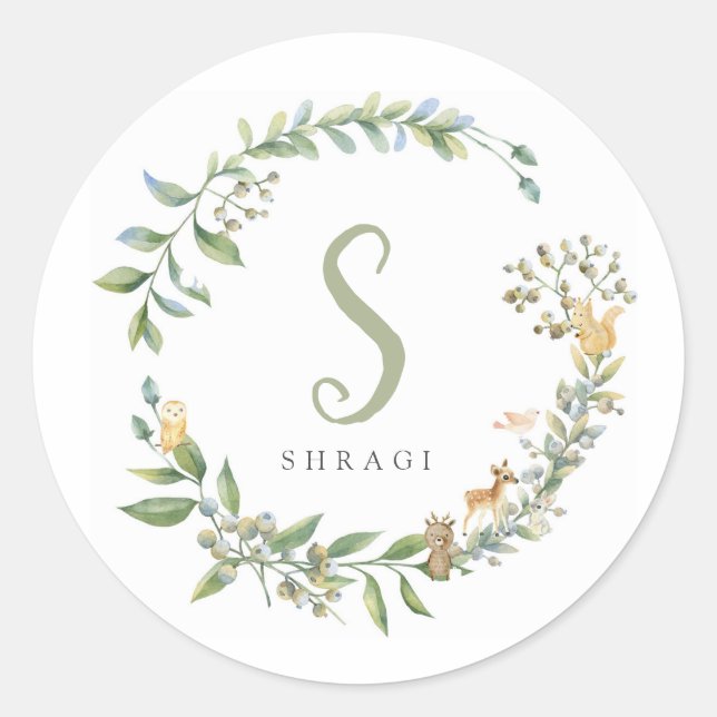 Forest Animal Sticker Runt Klistermärke (Framsida)