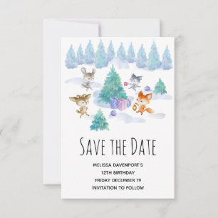 Forest Animals Dancing Around a Fir Träd Spara Datumet