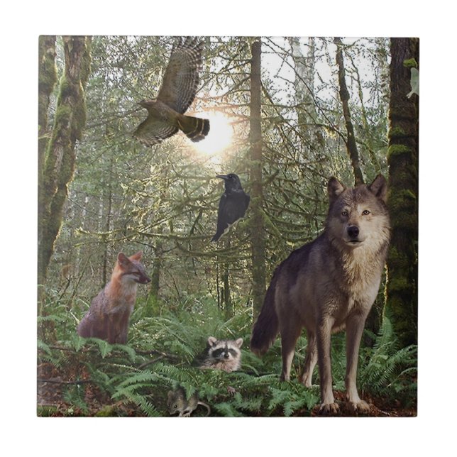 Forest Animals Gift Tile Kakelplatta (Framsidan)