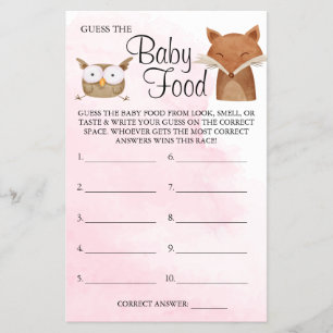 Forest Animals Gissa Baby matduschkort Flygblad