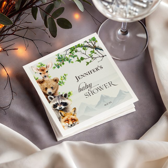 Forest Animals Greenery Baby Shower Party Pappersservett (Skapare uppladdad)