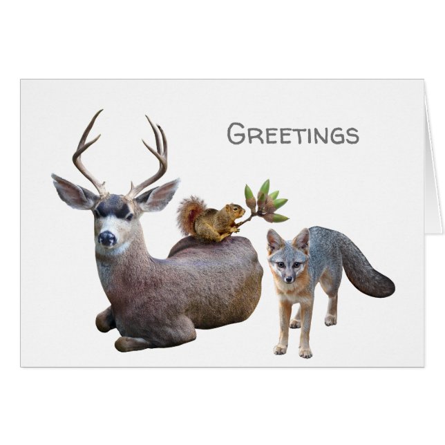 Forest Animals Hälsning Card Hälsningskort (Framsidan Horizontal)