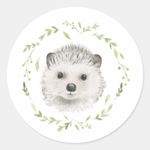 Forest Animals Hedgehog Greenery Woodland Cute Runt Klistermärke