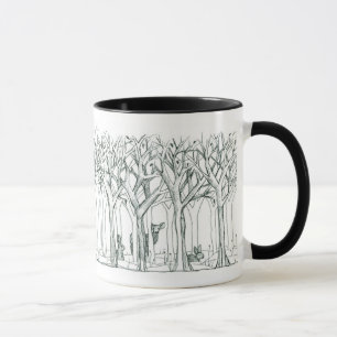 Forest Animals Hjort Rabbits Winter Träd Art Mugg