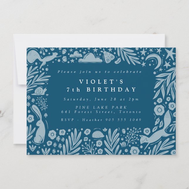 Forest Animals Linocut Gräns Anteckningskort (Framsida)