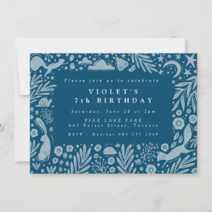 Forest Animals Linocut Gräns Anteckningskort