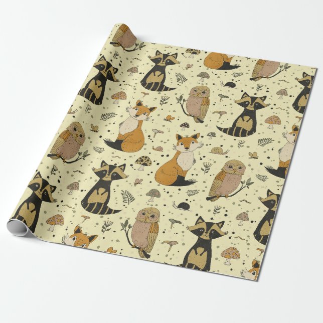 Forest Animals Presentpapper (Utrullad)