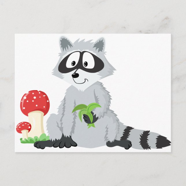 Forest Animals Raccoon Vykort (Framsida)