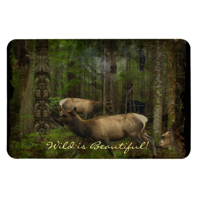 Forest Animals Wildlife Supporter Vild Art Magnet (Horisontell)