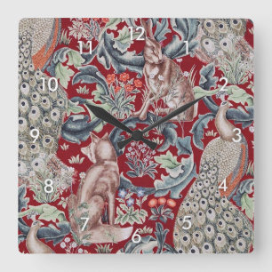 Forest Animals, William Morris Fyrkantig Klocka