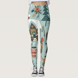 Forest Animals: Winter Vintage Seamless. Leggings