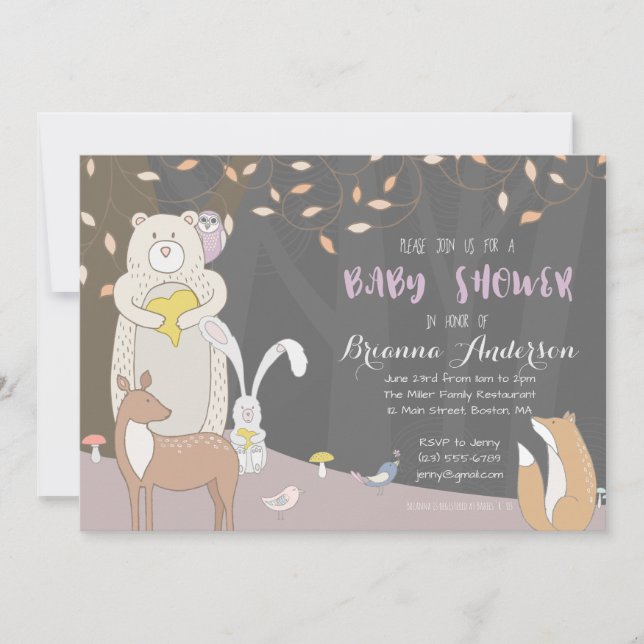 Forest Animals - Woodland Baby Shower-inbjudan Inbjudningar (Framsida)