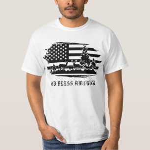 *~* Forest AP27 Hjort Modern American Flagga i Grä T Shirt