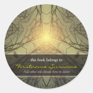 Forest Art Bookplate-märke för Peace Light Forest Runt Klistermärke