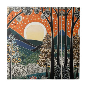 Forest Art nouveau Tile" Kakelplatta
