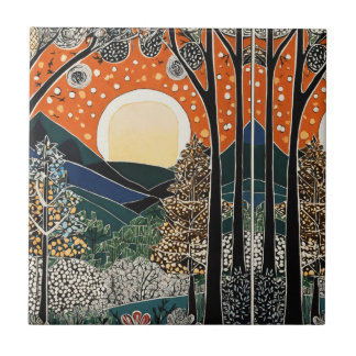 Forest Art nouveau Tile" Kakelplatta