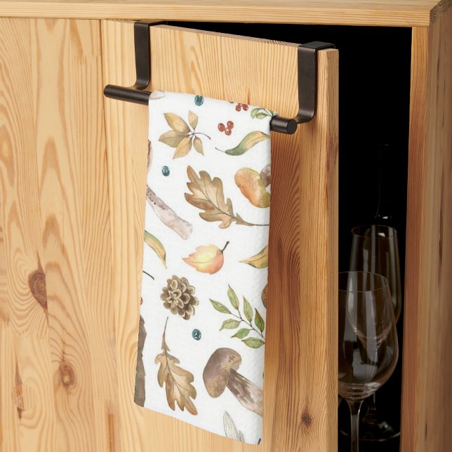 Forest Autumn MushRums Löv Fir Cone Dragonfly Kökshandduk (Forest Autumn Mushrooms Leaves Fir Cone Dragonfly Kitchen Towel)