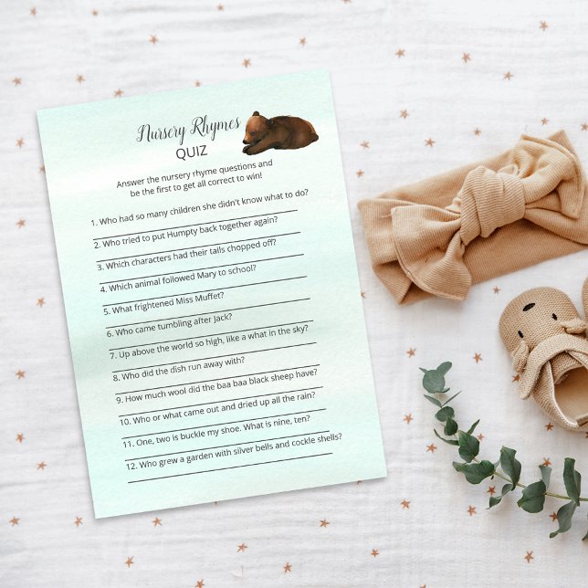 Forest Äventyr Bears Nursery Rhymes-spelkort Inbjudningar (Skapare uppladdad)