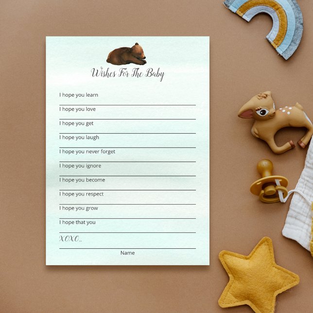 Forest Äventyr Bears Önskemål för Baby-kort Inbjudningar (Skapare uppladdad)