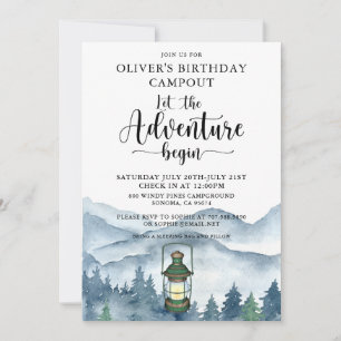 Forest Äventyr börjar Campins Birthday Inbjudningar