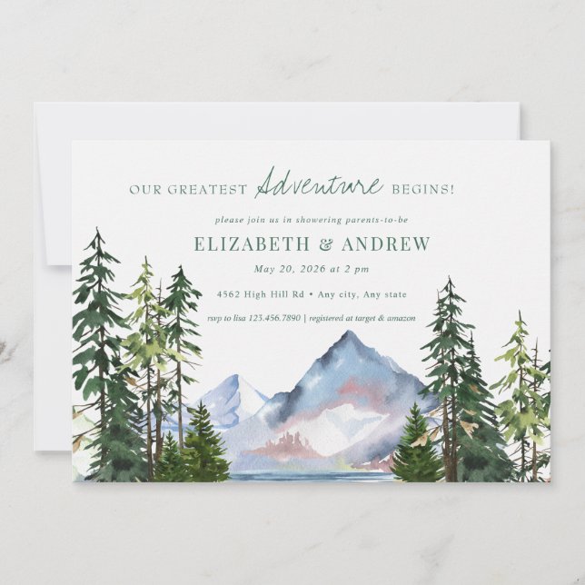 Forest Äventyr | Träd Baby Shower Inbjudningar (Framsida)