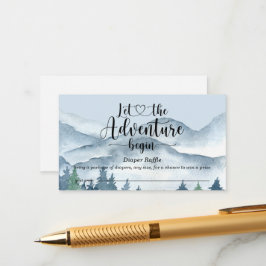 Forest Äventyr Watercolor Blue Diaper Raffle Tilläggskort