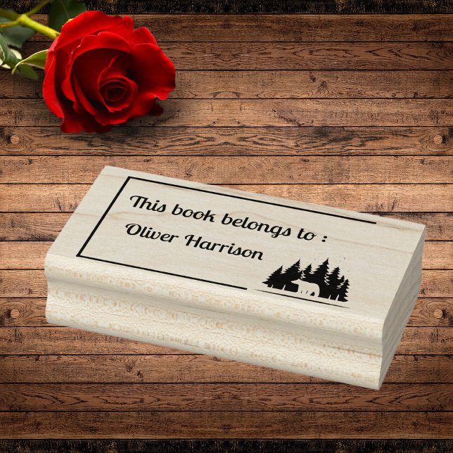 Forest Bear 'This Book Belongs To' Custom Stamp Stämpel (Skapare uppladdad)