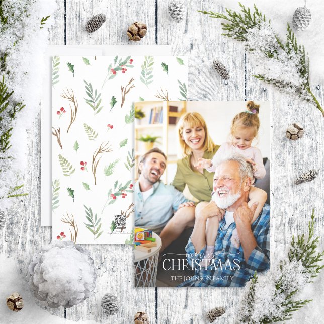 Forest Berry Pinecone God jul Photo Julkort (Skapare uppladdad)