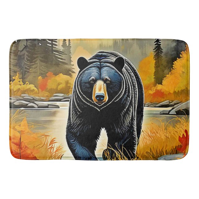 Forest Black Bear - höst Badrumsmatta (Framsidan)