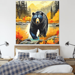 Forest Black Bear - höst Canvastryck