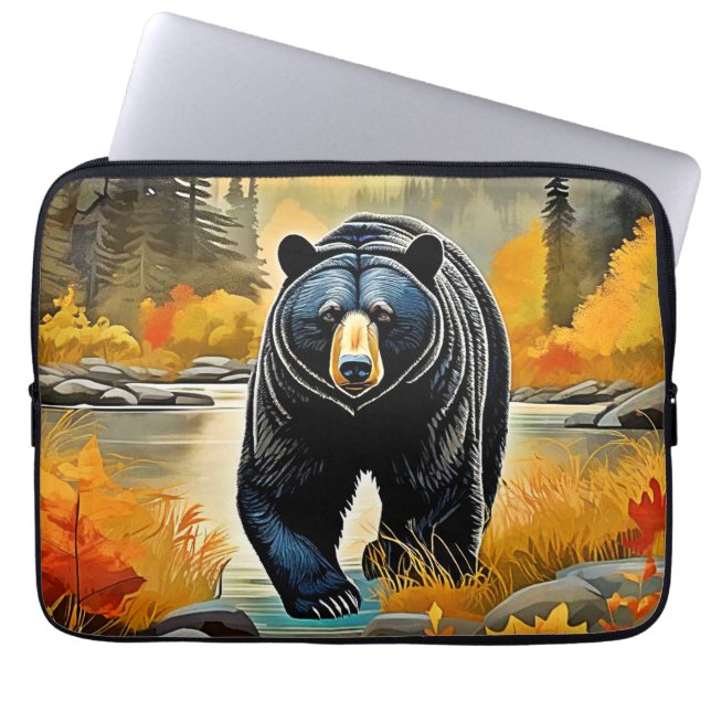 Forest Black Bear - höst Laptop Fodral (Framsidan)