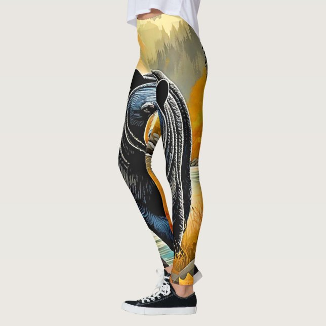 Forest Black Bear - höst Leggings (Vänster)