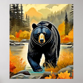 Forest Black Bear - höst Poster
