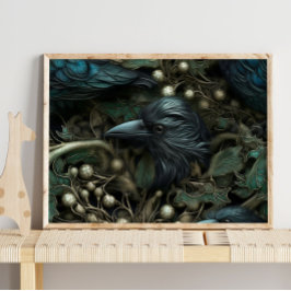 Forest Black Kråka Bird | Utskrift av svart Kråka Poster