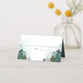 Forest Bröllop Place Card Rustic Gräs Evergreen Placeringskort