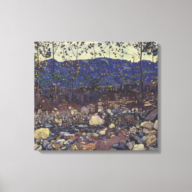 Forest Brook vid Leissigen, Schweiz (Landskap) Canvastryck (Framsida)