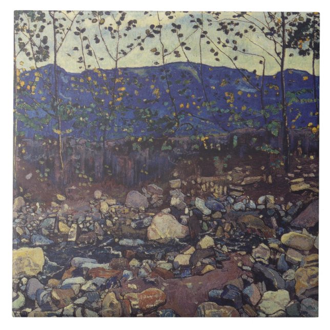 Forest Brook vid Leissigen, Schweiz (Landskap) Kakelplatta (Framsidan)